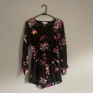Black and Floral Romper